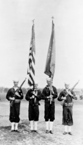 Station colors on Soldiers Field, U.S. Navy Radio School, Cambridge, Massachusetts - NH 109