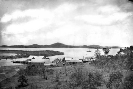 StateLibQld 1 137123 Panoramic view of Auckland Creek, Gladstone, ca. 1870