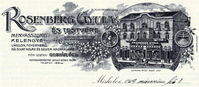 Stationery 22 Széchenyi Street, Miskolc 1919