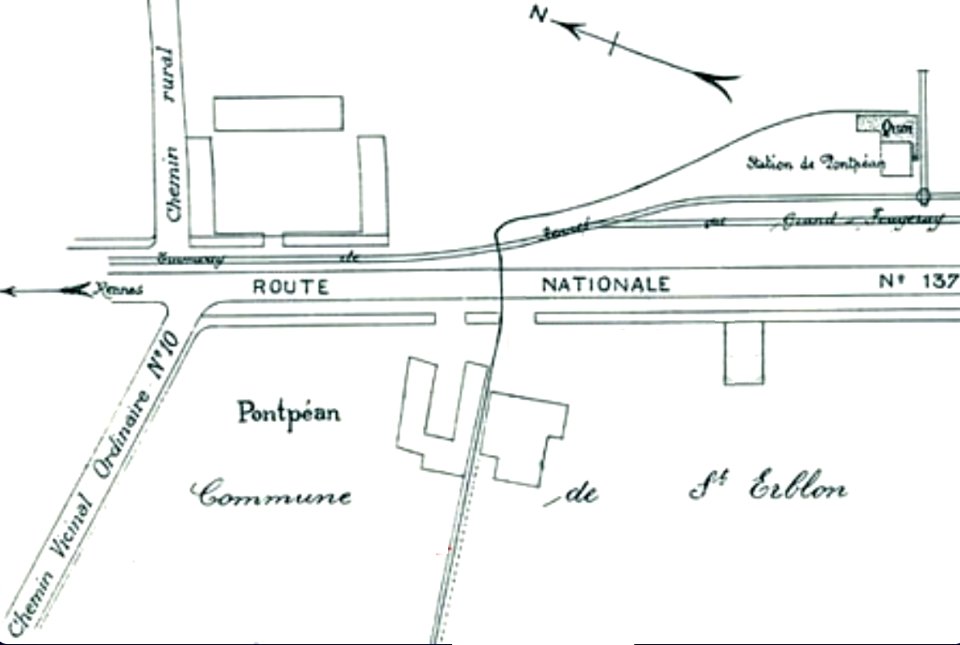 Station de Pontpéan - Commune de St Erblon - Plan de 1915