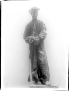 Statue, Ecce Homo, in a corridor of the Convent of Domican Sisters at Mission San Jose de Guadalupe, 1904 (CHS-4014)