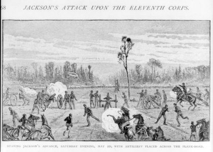Staying Jackson's advance, Sat. evening, May 2d, with artillery placed across the plank-road (1863) LCCN2006687280