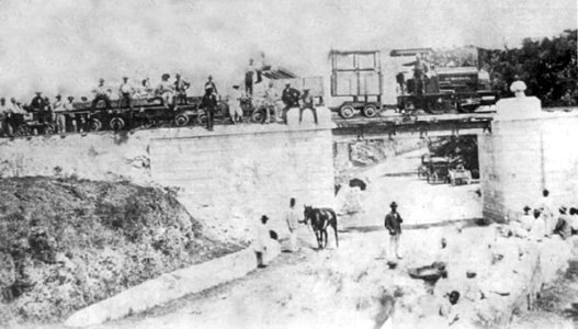 Steam Locomotive 'St Michael' on the Belly Gully Bridge of the Barbados Railway