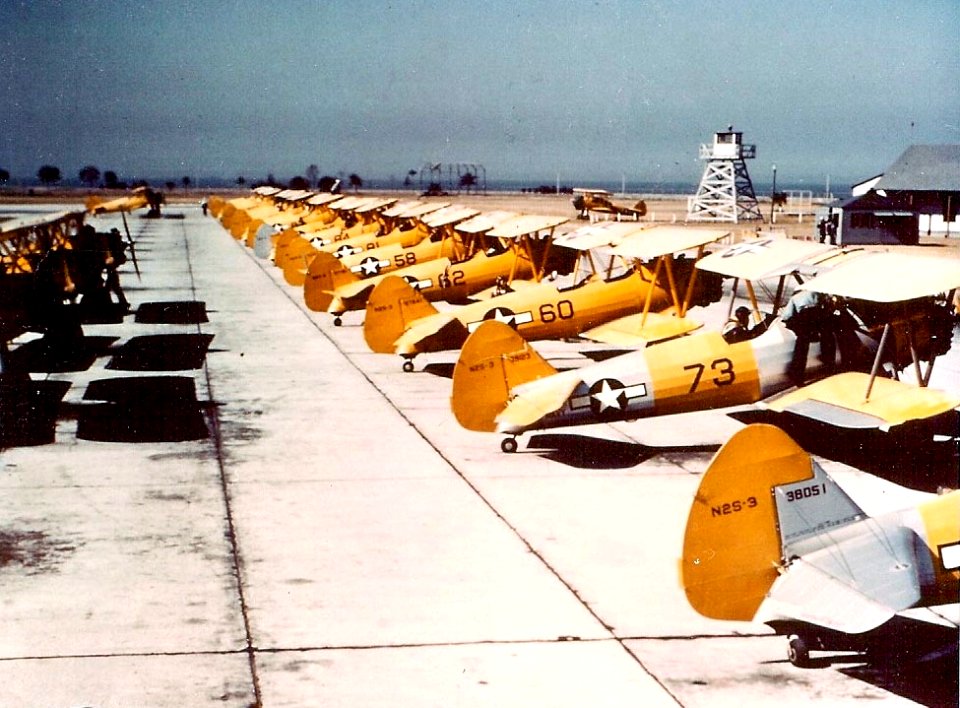 Stearman N2S-3s at training base c1944