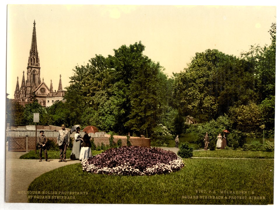 Steinbach Square and protestant church, Mulhausen, Alsace Lorraine, Germany-LCCN2002695079