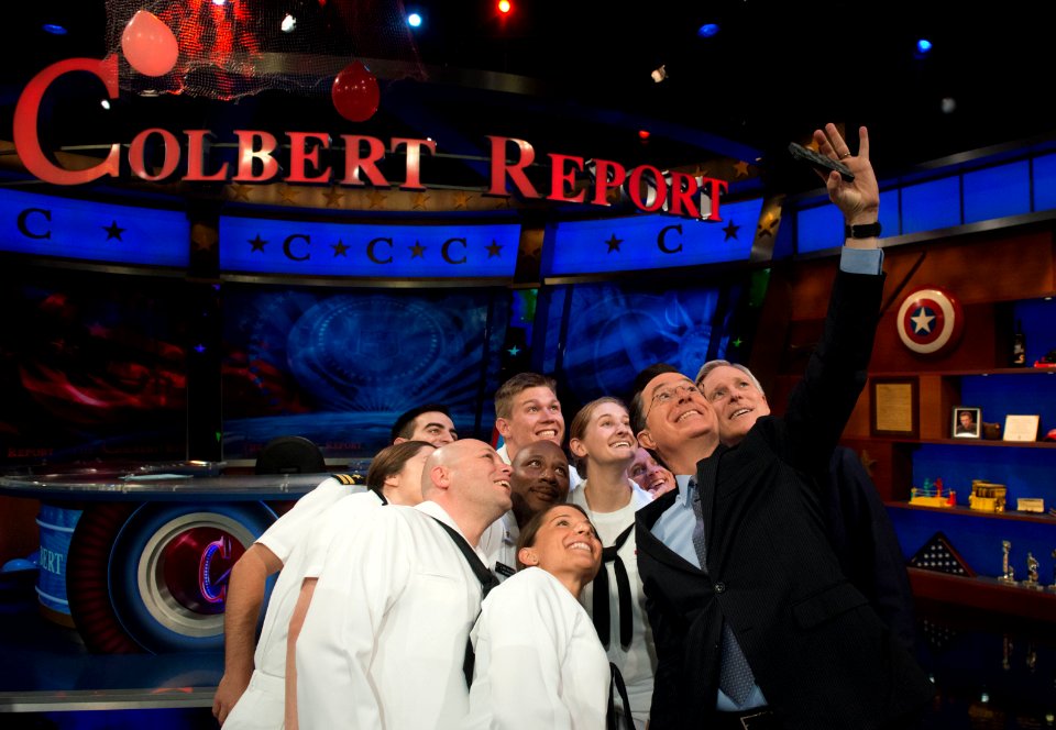 Stephen Colbert takes a selfie with a Sailor. (14066471618)