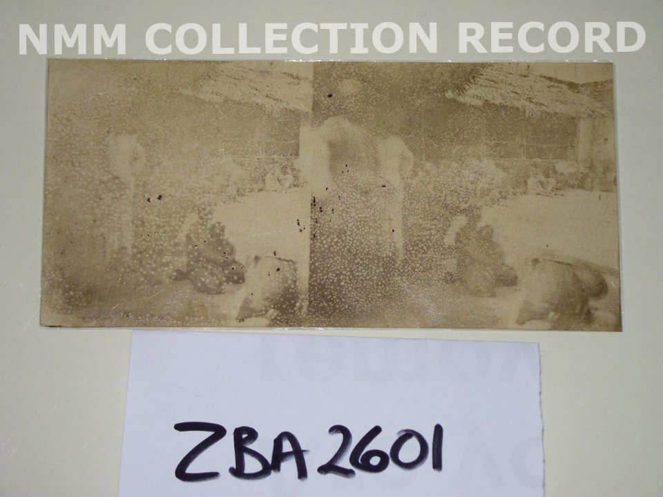 Stereoscopic view of slave market Zanzibar, 1860 RMG RT1375