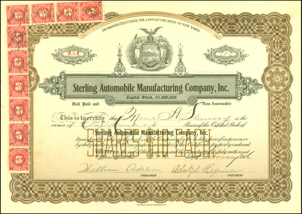 Sterling Automobile Manufacturing Comp. 1916