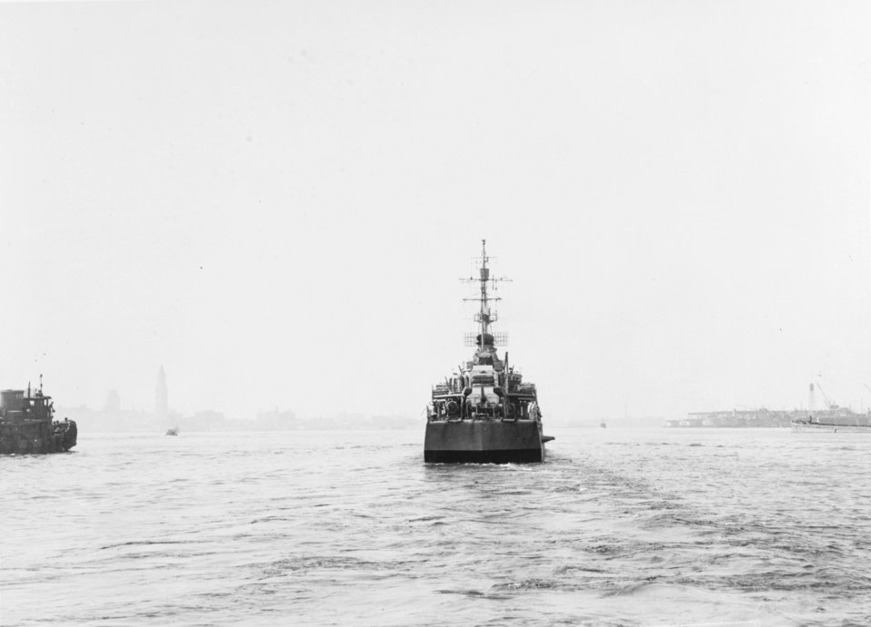Stern view of former German destroyer Z39 on 7 September 1945