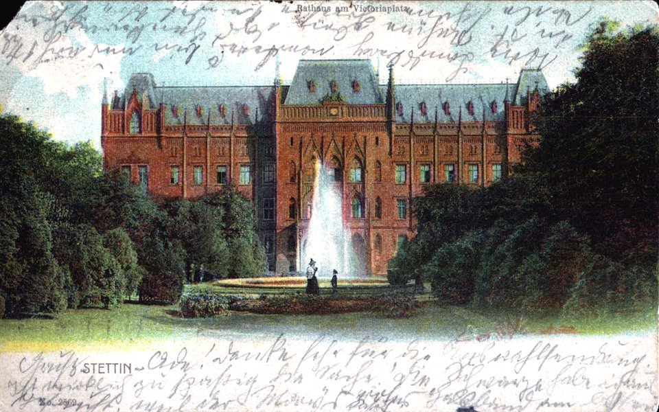 Stettin 1904 10 01 Rathaus mit Victoriaplatz a