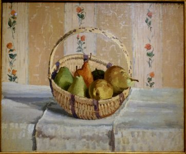 Still life, Apples and Pears in a Round Basket, by Camille Pissarro, French, 1872, oil on canvas - Princeton University Art Museum - DSC07075