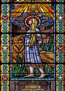 Stained glass windows religion church photo