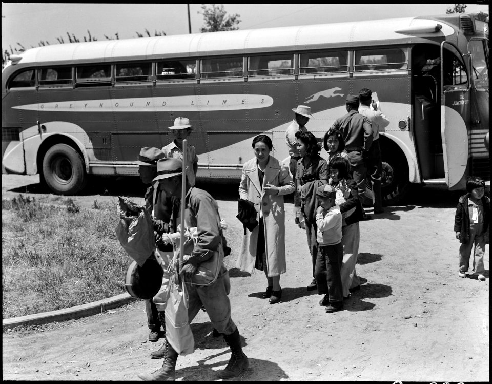 Stockton, California. Arrival at Assembly center at 12-45 pm. This assembly center has been open f . . . - NARA - 537714