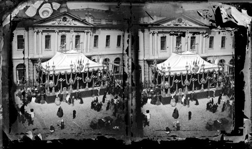 Stockholm, Kv Rådstugan 1, Stortorget 2, Börshuset. Frontalexteriör snett ovanifrån - Nordiska Museet - NMA.0034821