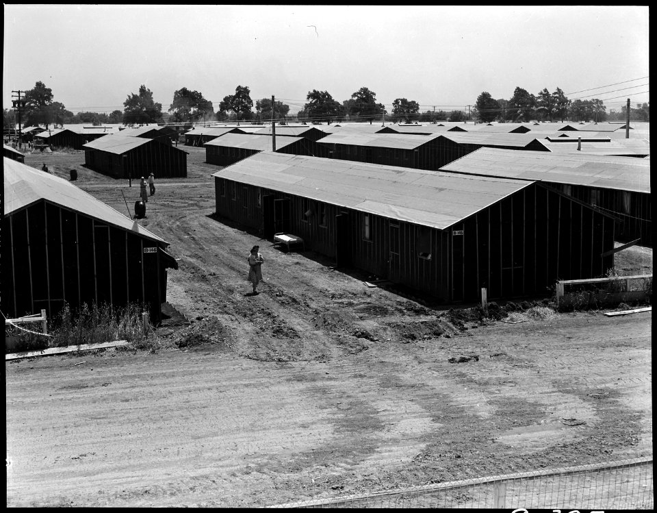 Stockton, California. Part of the Stockton Assembly center as seen at noon on a hot day. This cent . . . - NARA - 537725