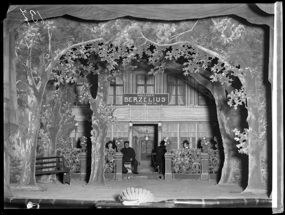 Stockholm nattetid, Södra teatern 1904. Föreställningsbild - SMV - ST017