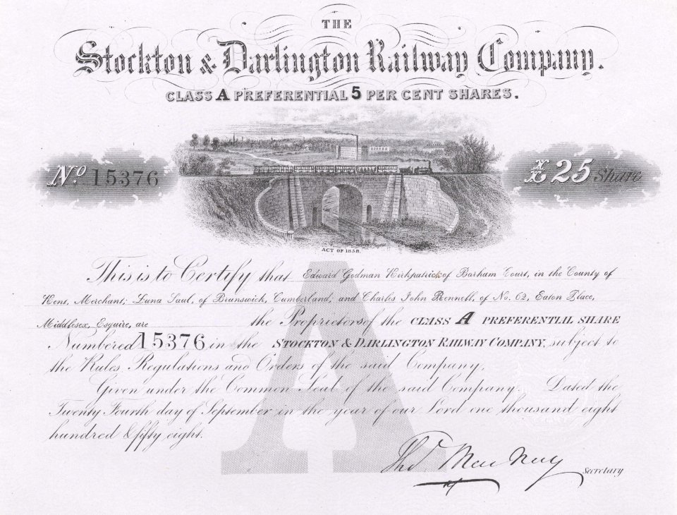 Stockton and Darlington Railway 1858