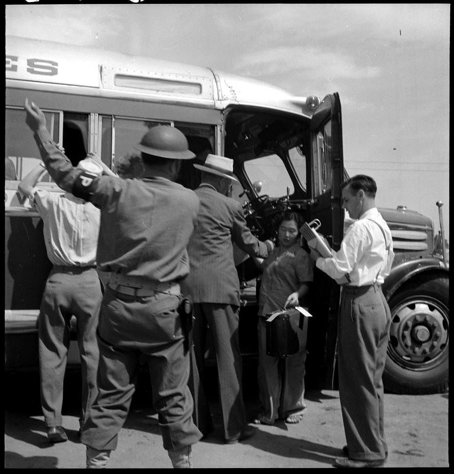 Stockton, California. Evacuees of Japanese ancestry arriving at this Assembly center. Their identi . . . - NARA - 537733