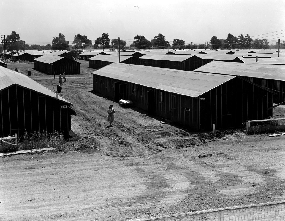 Stockton, California. Part of the Stockton Assembly center as seen at noon on a hot day. This cent . . . - NARA - 537725 (cropped)