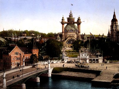 Stockholmsutställningen 1897. Vy från Strandvägen mot utställningen med Djurgårdsbron i förgrunden - Nordiska Museet - NMA.0034499 photo