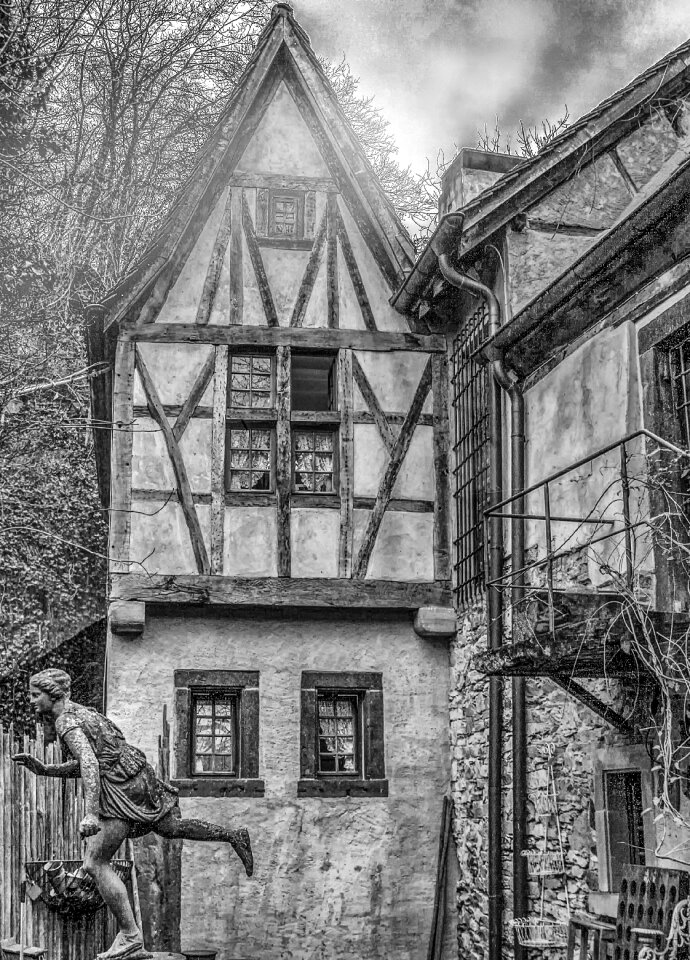Black and white photography house residential structure