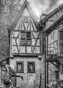 Black and white photography house residential structure