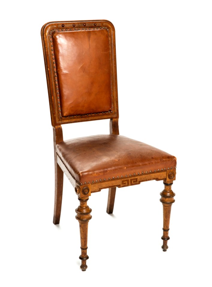 Stol klädd med läder, 1884 - Hallwylska museet - 108451