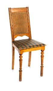 Stol med randig sits och rygg i rotting - Hallwylska museet - 108508