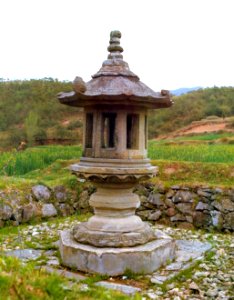 Stone lanterns at Gaeseonsa temple site in Damyang, Korea