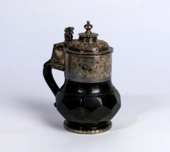 Stonware jug with silver mounts