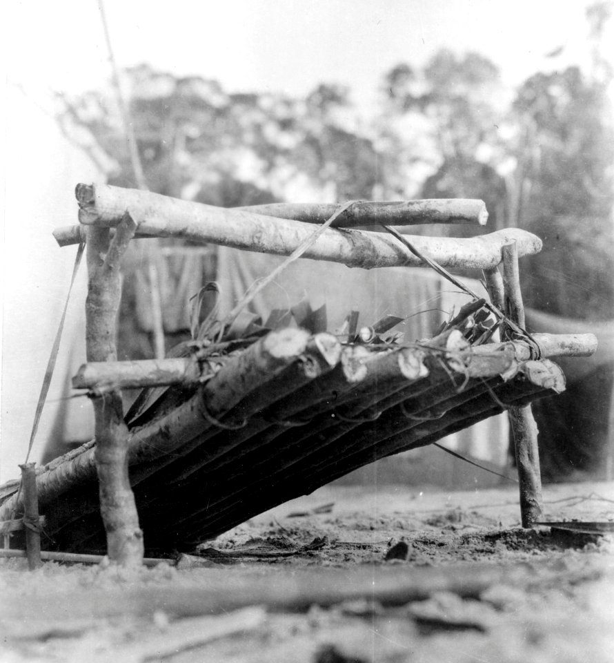 Stor slagfälla. 3 fotos. Lokal, Missionen Cavinas vid Rio Beni, Bolivia. Stam, Cavina - SMVK - 005917