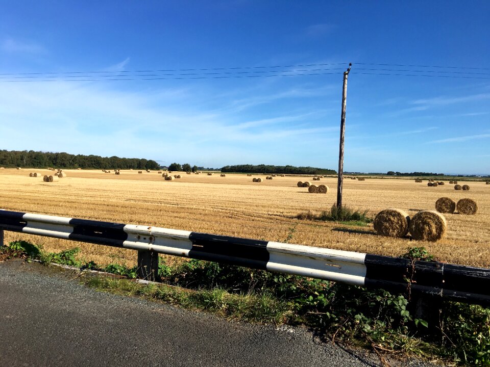 Hay bails blue country