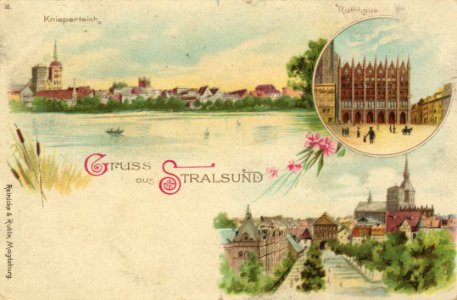 Stralsund, Mecklenburg-Vorpommern - Knieperteich; Rathaus (Zeno Ansichtskarten)
