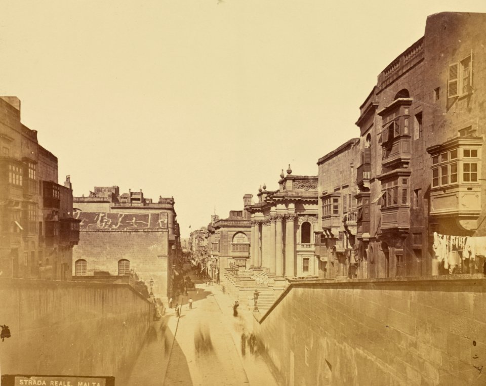Strada Reale, Valletta, by Horatio Agius, around 1860-1889