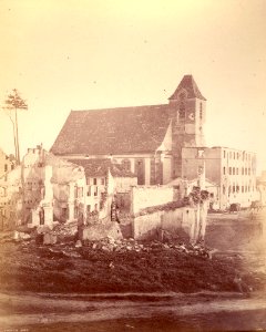 Strasbourg, église Sainte-Aurélie après les bombardements de 1870