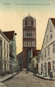 Stralsund, Mecklenburg-Vorpommern - Böttcherstraße mit Jakobikirche (Zeno Ansichtskarten)