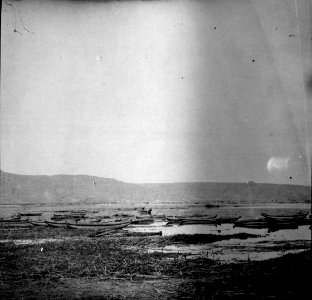 Strandbild med aymaraindianska farkoster. Exp 1904-05. Fotograf Nordenskiöld, Erland. Lago Titicaca - SMVK - 002358