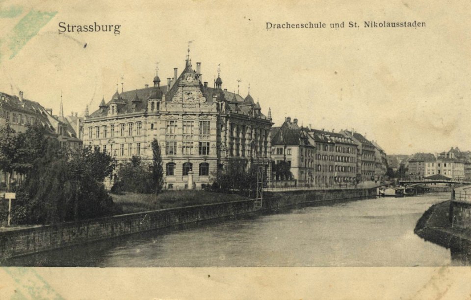 Straßburg i. E., Elsass-Lothringen - Drachenschule und St. Nikolausstaden (Zeno Ansichtskarten)