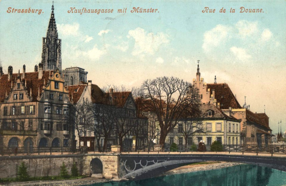 Straßburg i. E., Elsass-Lothringen - Kaufhausgasse mit Münster (Zeno Ansichtskarten)