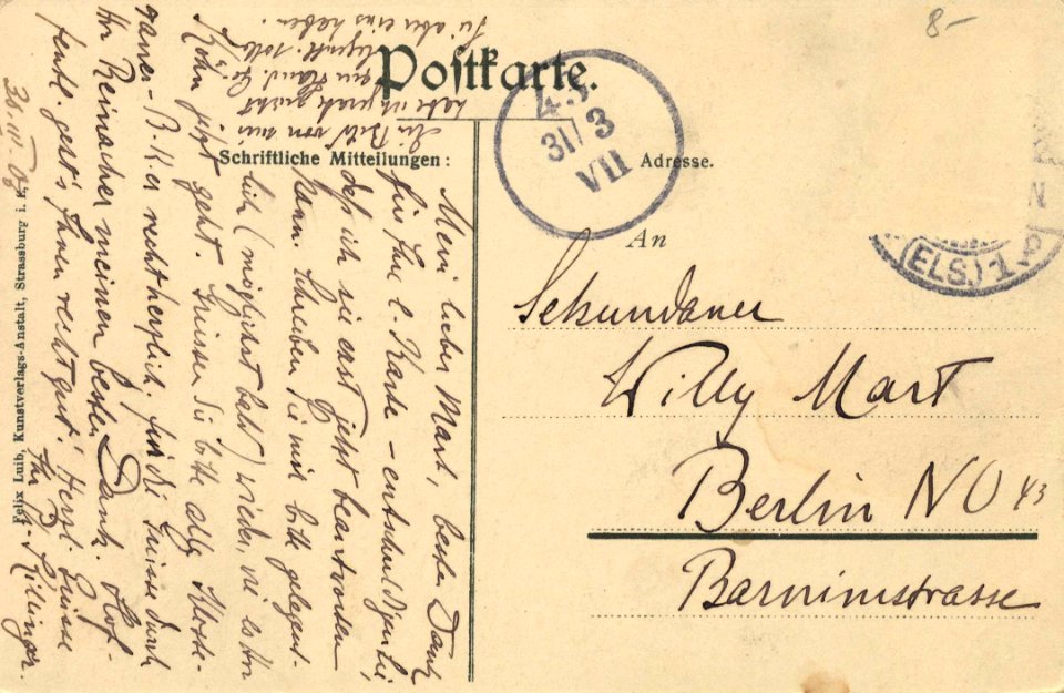 Straßburg i. E., Elsass-Lothringen - Kaufhausgasse mit Münster (back) (Zeno Ansichtskarten)