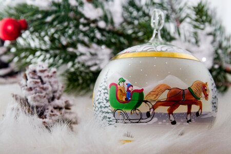 Ball hand-painted winter christmas ornaments photo