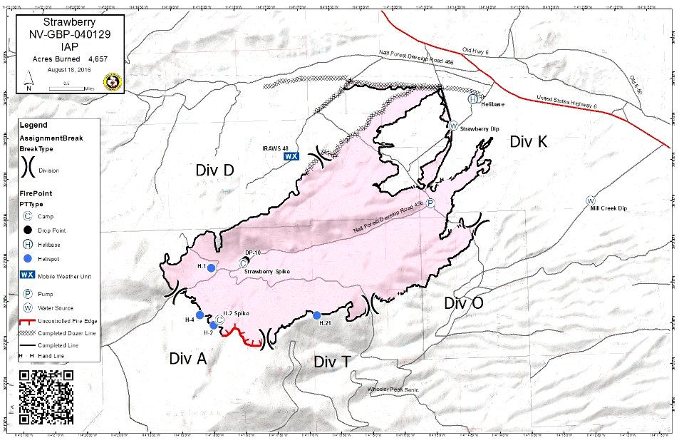 Strawberry Fire Perimeter Map August 18, 2016