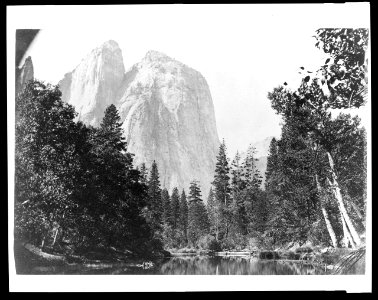 Stream and trees with mountain in background, Yosemite National Park, Calif. LCCN95514114 photo