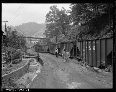 Street in company housing project for miners. Kingston Pocahontas Coal Company, Warwick Mine, Welch, McDowell County... - NARA - 540683