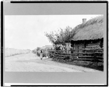 Street in Russian village, thatched house LCCN97517361 photo