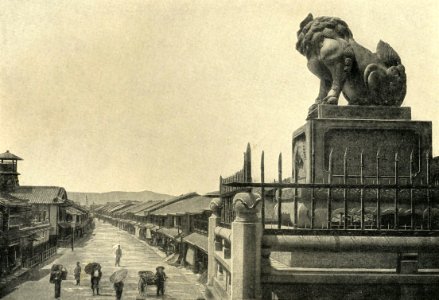 Street of lions in Kyoto. Before 1902 photo