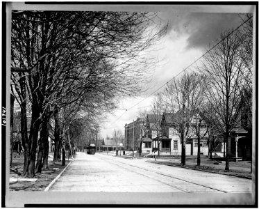 Street view with streetcar in background, Lebanon, Indiana LCCN90713168