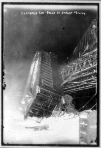 Streetcars - Elevated car falls to street LCCN2002699891