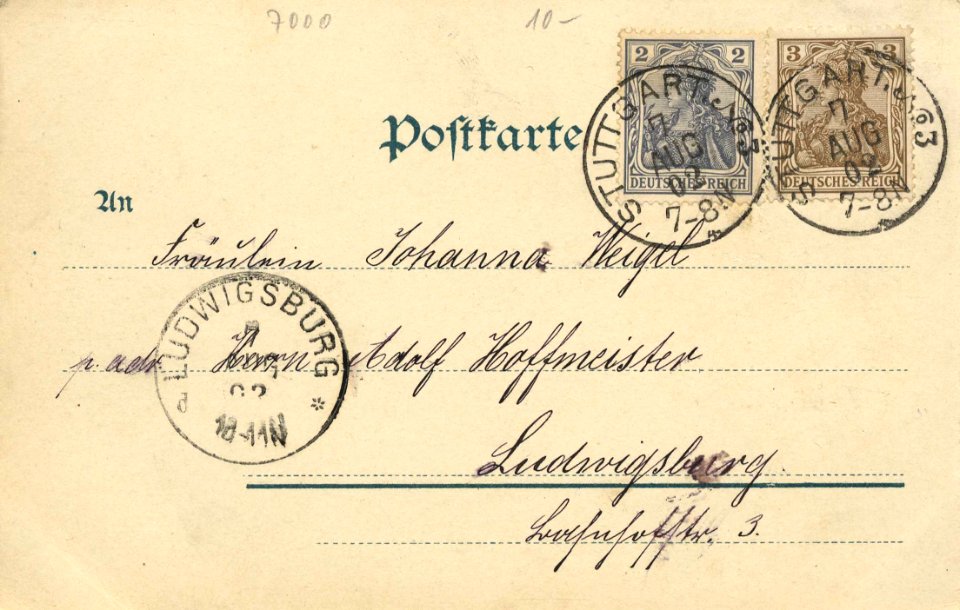 Stuttgart, Baden-Württemberg - König-Karl-Brücke (back) (Zeno Ansichtskarten)