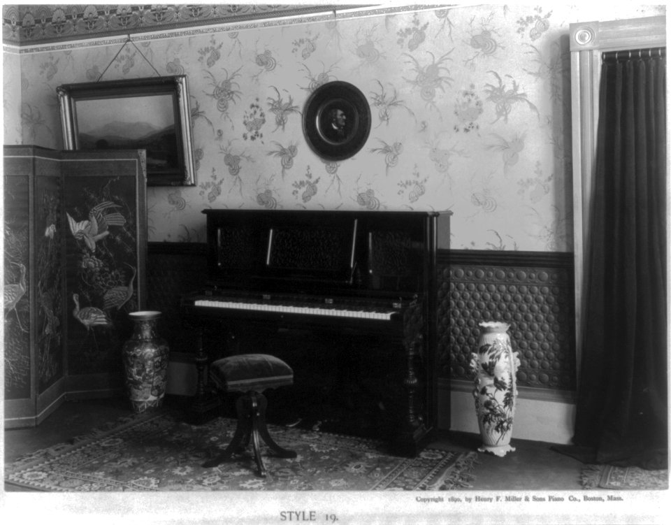 Style 19. Upright piano-forte, designed and manufactured by Henry F. Miller & Sons Piano Co., Boston, Mass. LCCN2005693272